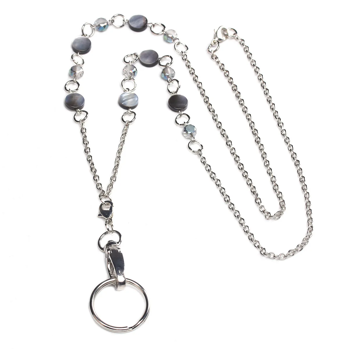 Women's Stylish Blue Beaded Lanyard with ID Badge Holder