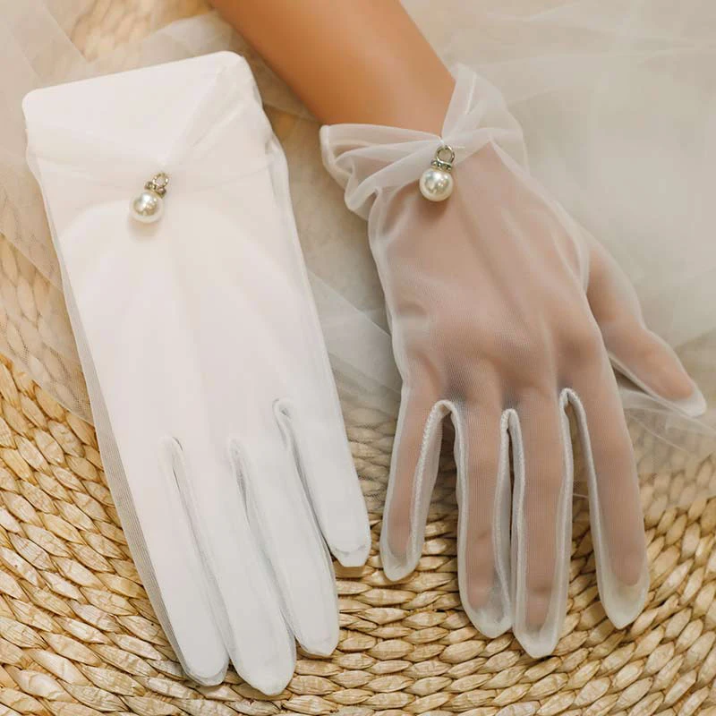 Bridal Wedding Gloves Short Tulle Cotton Party Prom Dress Accessories