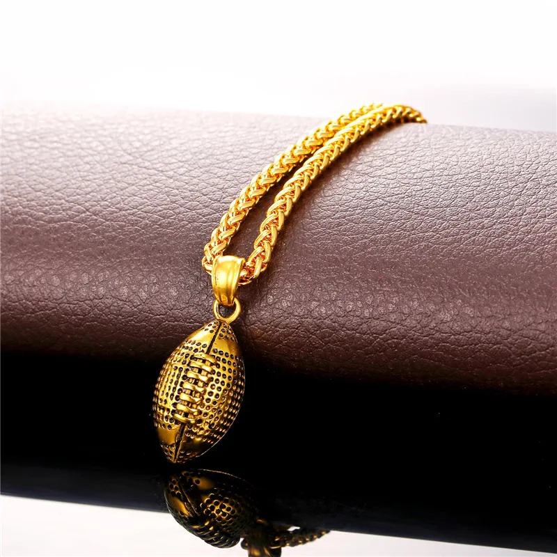 ChainsPro Football Men Pendant Stainless Steel Team Football Necklace Women Gold/Silver Color Sport American Men Jewelry P573