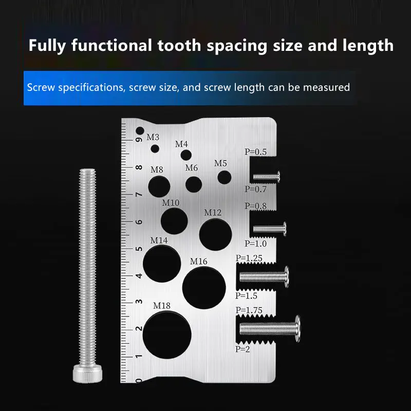 Thread Checker Screw Measurement Ruler Stainless Steel Caliper Metric Gauge Tool For Measuring Screw Pitch Bit Bolt Nut Screw image 5