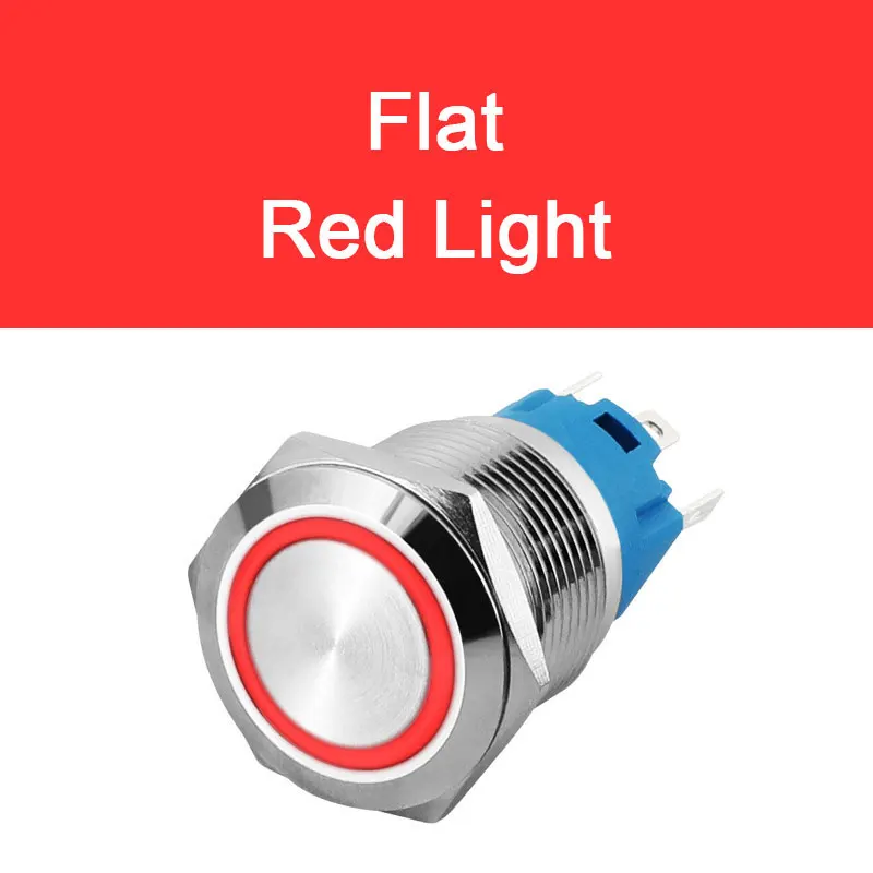 thumbnail image 1 of Botón pulsador de metal de 12 mm, 16 mm, 19 mm y 22 mm, interruptor de encendido y apagado, luz LED, botón circular plano impermeable, 3 V, 6 V, 12 V, 24 V, 110 V, 220 V, IP65, 1 of 5