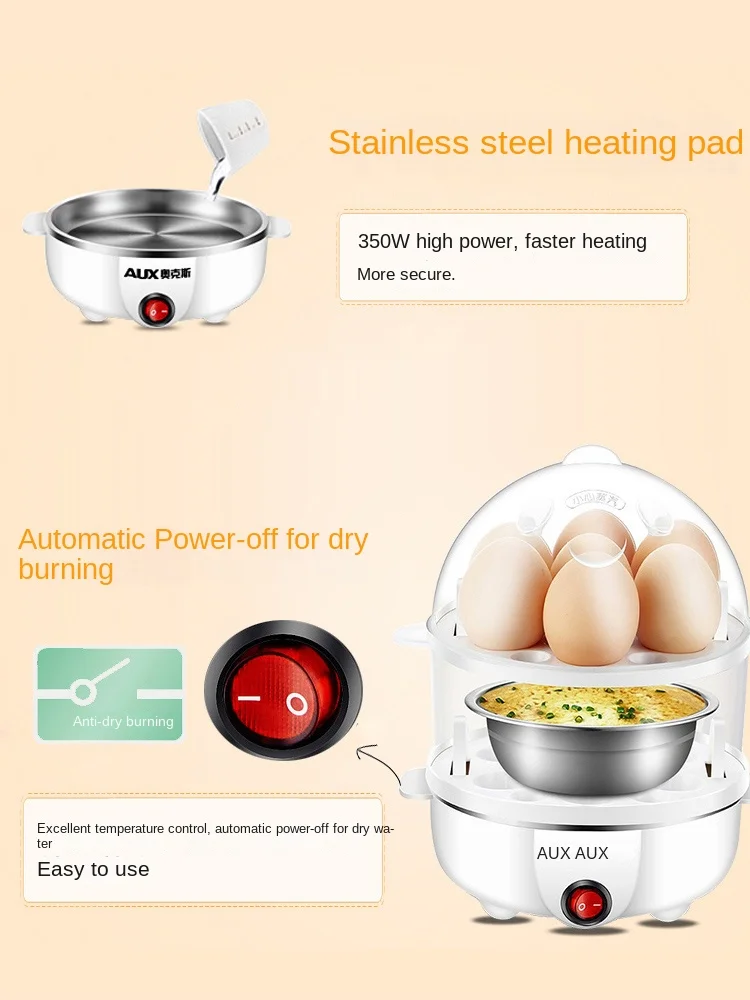 220V 1 Layer/2 Layers Automatic shut-off Egg Steamer with Multi-function Mini Food Steaming Cooker Egg Boiler 2