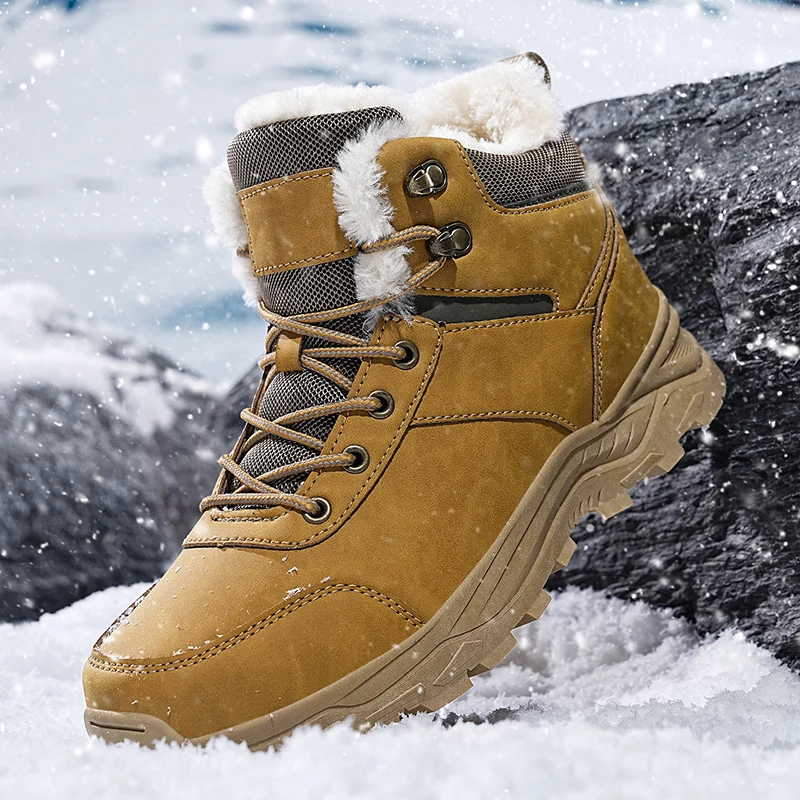Men's Boots Men's Shoes Outdoor Autumn and Winter Velvet Padded plus Size Walking Shoes