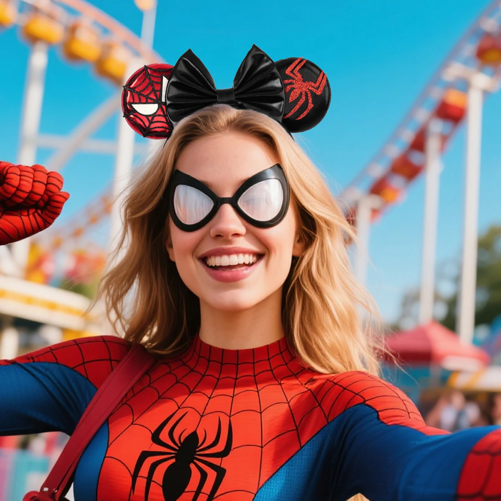 Disney Mickey Mouse Ears Marvel Spiderman Headbands for Kids Girls 5" Sequin Hairbands Adult Men Women Avengers Hair Accessories