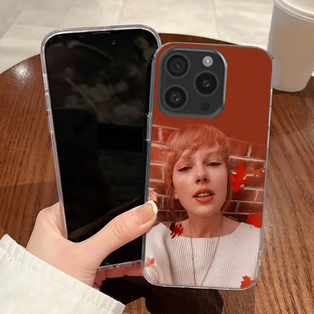 thumbnail image 1 of Funda transparente para teléfono Singer T-Taylors S-Swifts para Aplee iPhone 12 13 Mini 14+ 15 Plus 16 Pro Max Funda 11 Pro X XS Max Coque Hard P, 1 of 5