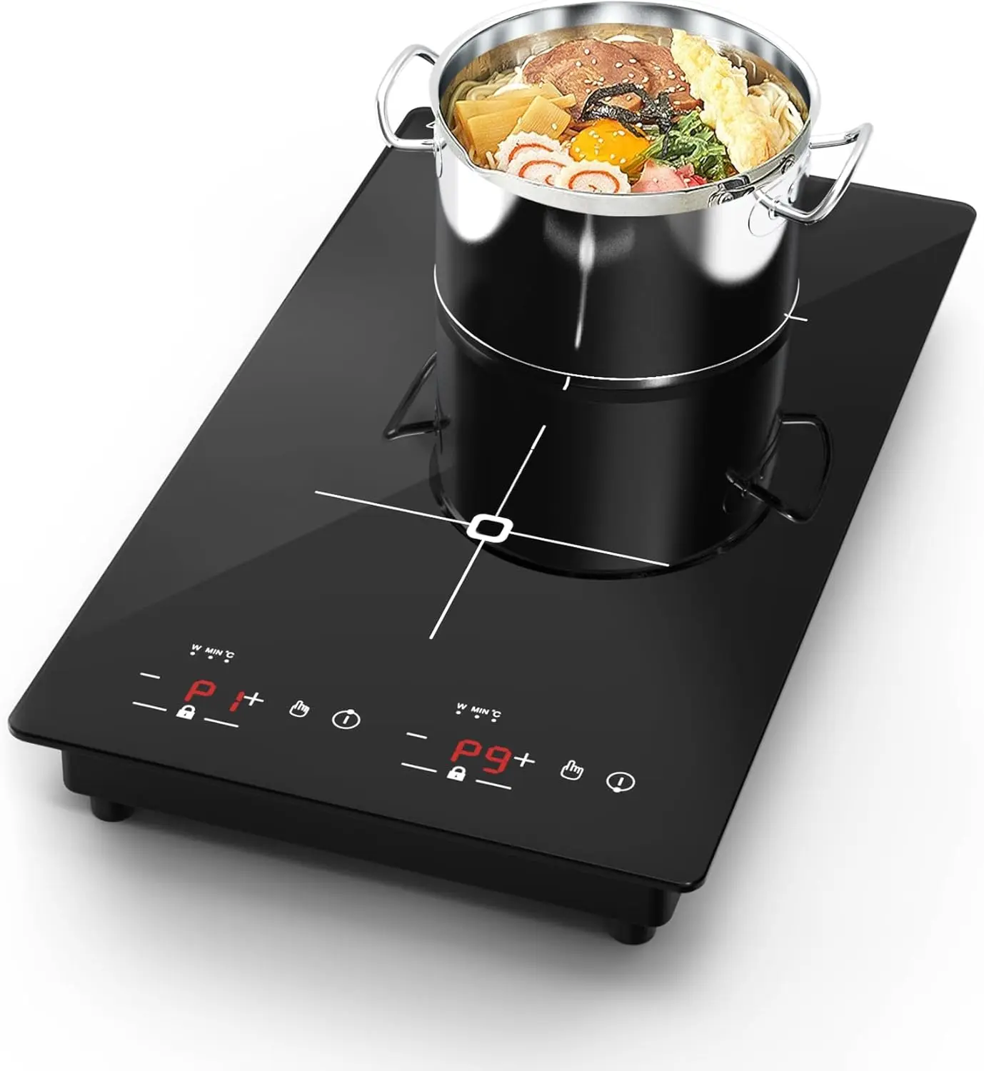 Double Induction Cooktop, 2300W 110V Portable Induction Cooktop with LED Touch Screen 9 Levels Settings,Electric cooktop with