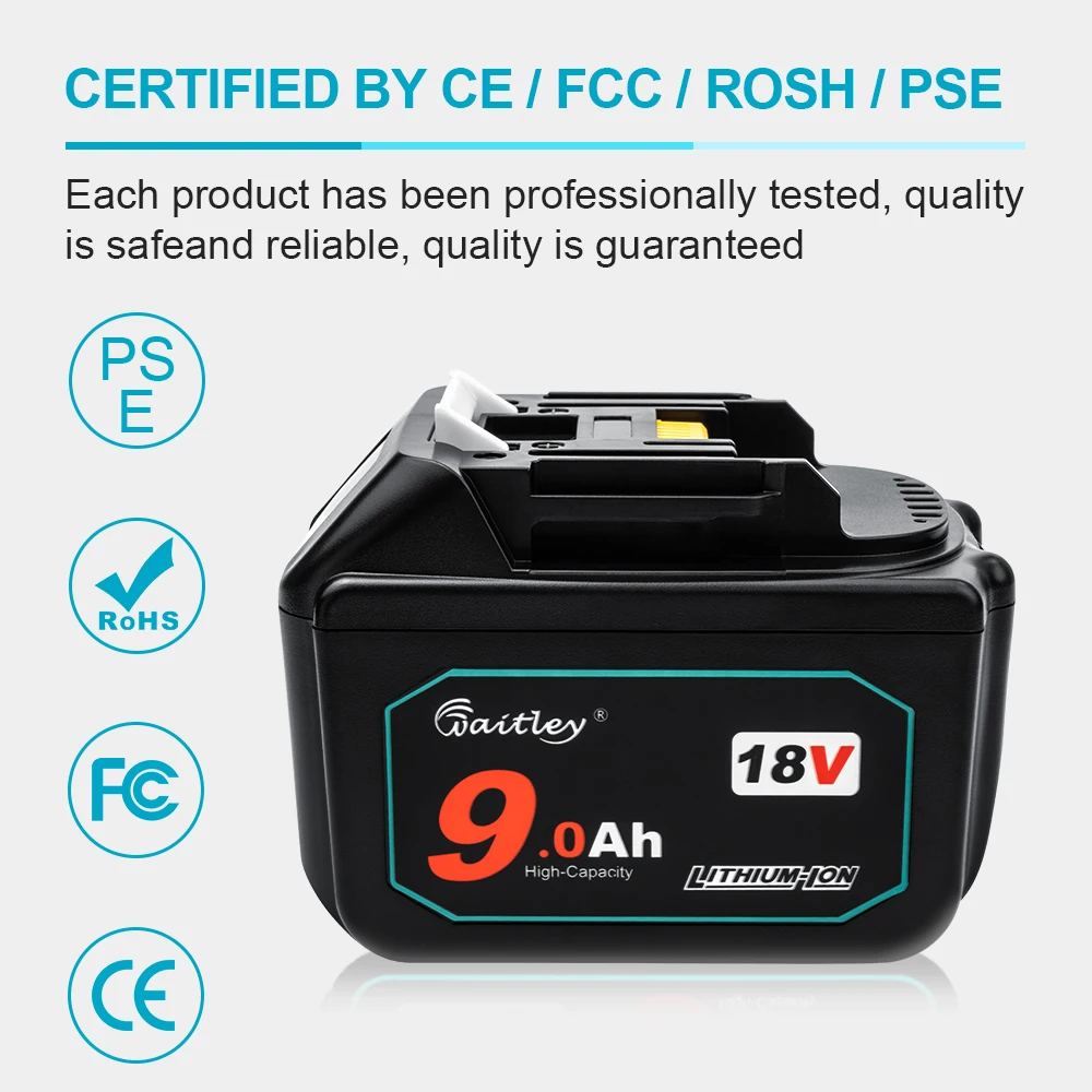 Power tool battery Rechargeable battery 18V 9Ah Lithium ion Rechargeable Battery for Makita 18V Li-ion Cordless Power Tools Batteries