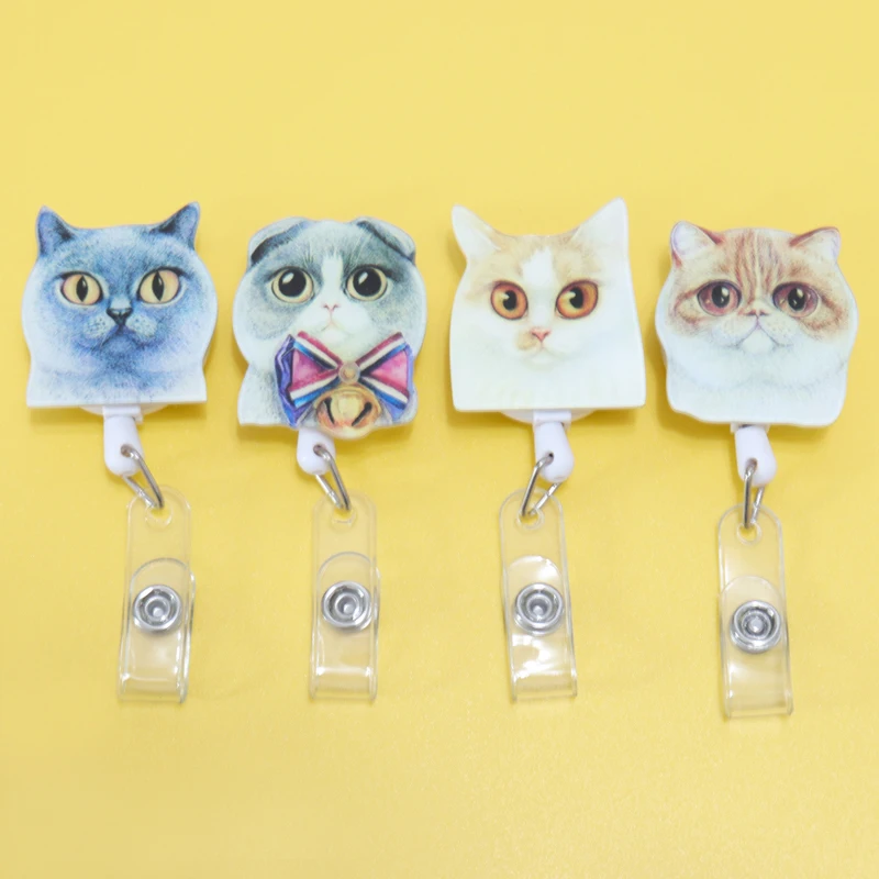 

1 Piece Cartoon Animals Cat Retractable Nurse Doctor Badge Reel Clips Hospital Medical Students ID Name Card Holder