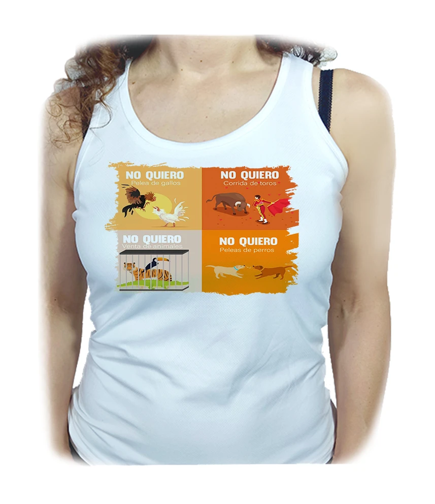 MERCHANDMANIA CAMISETA MUJER TIRANTES reivindicativa maltrato animal antitaurino animalista ropa verano sin mangas| | -