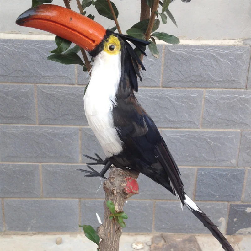 

negro de grande de 43cm, modelo de pajaro, espuma y plumas, accesorio artesanal, decoracion del jardin del hogar, regalo p0901