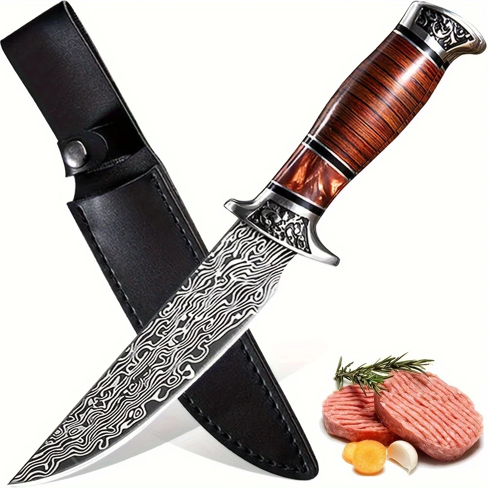 

1pc,Multi-Purpose Outdoor Straight , 6.1-inch Tactical Fixed Blade with Sheath Meat Cleaver Essential Gear for Camping, Hunting