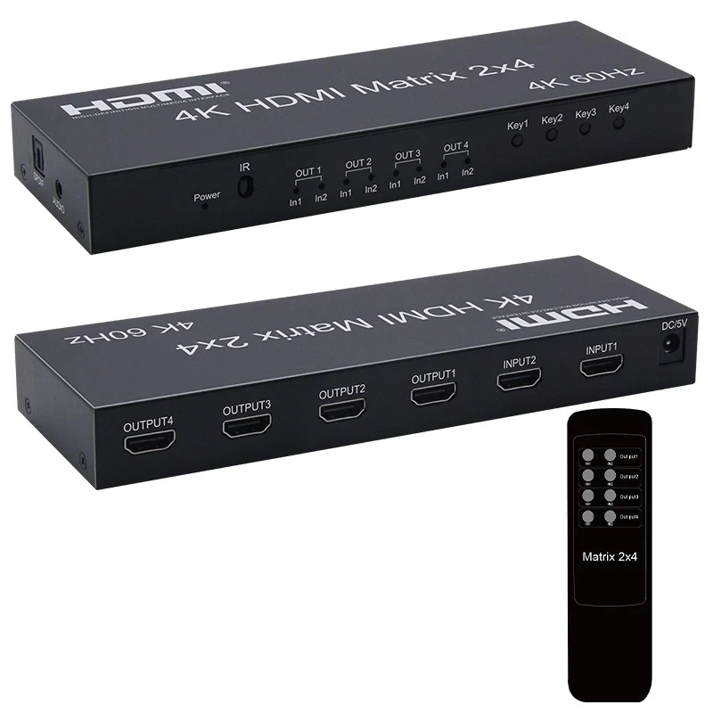 4k*2k 60hz Hdmi True Matrix 2x4 Audio Extractor Switch For Dolby Ac3