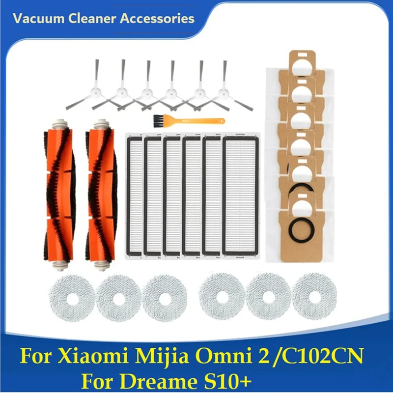 

For Xiaomi Mijia Omni 2 /C102CN Dreame S10+ Vacuum Cleaner Main Side Brush Filter Mop Pad Dust Bag Parts