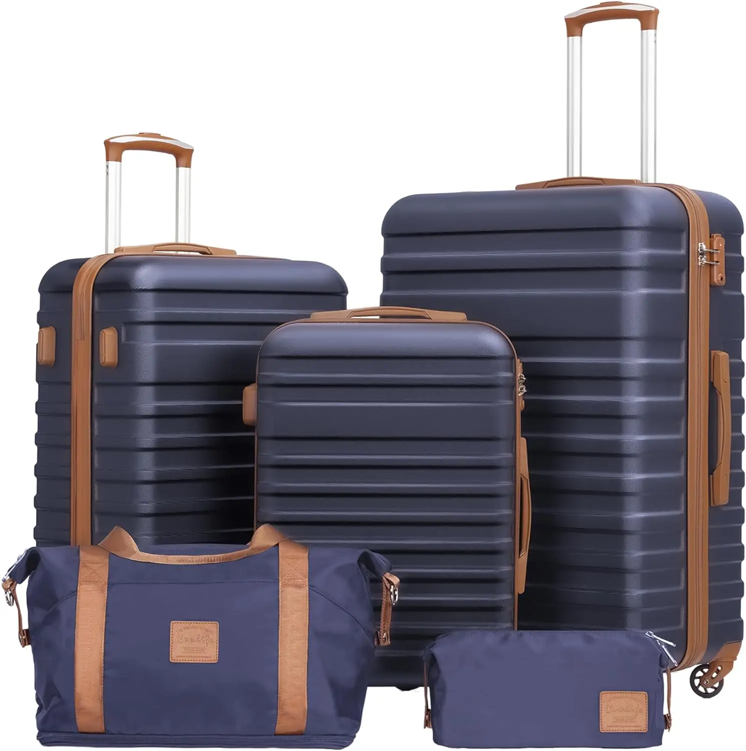 

Coolife Suitcase Set 3 Piece Luggage Set Carry On Hardside Luggage with TSA Lock Spinner Wheels (Navy, 5 piece set)