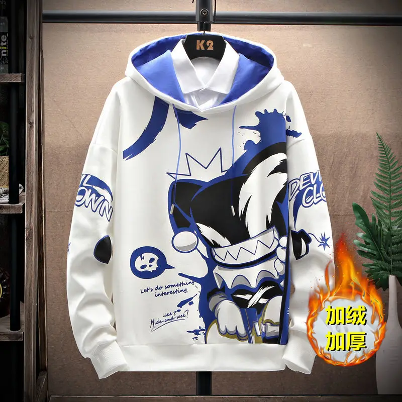 Jesienno-zimowy sweter polarowy garnitur męski koreański wersja trend luźna casualowa kurtka chłopięca harajuku męska odzież graficzna bluza z kapturem 1 Jesienno-zimowy sweter polarowy garnitur męski koreański wersja trend luźna casualowa kurtka chłopięca harajuku męska odzież graficzna bluza z kapturem 1
