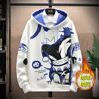 Jesienno-zimowy sweter polarowy garnitur męski koreański wersja trend luźna casualowa kurtka chłopięca harajuku męska odzież graficzna bluza z kapturem 1