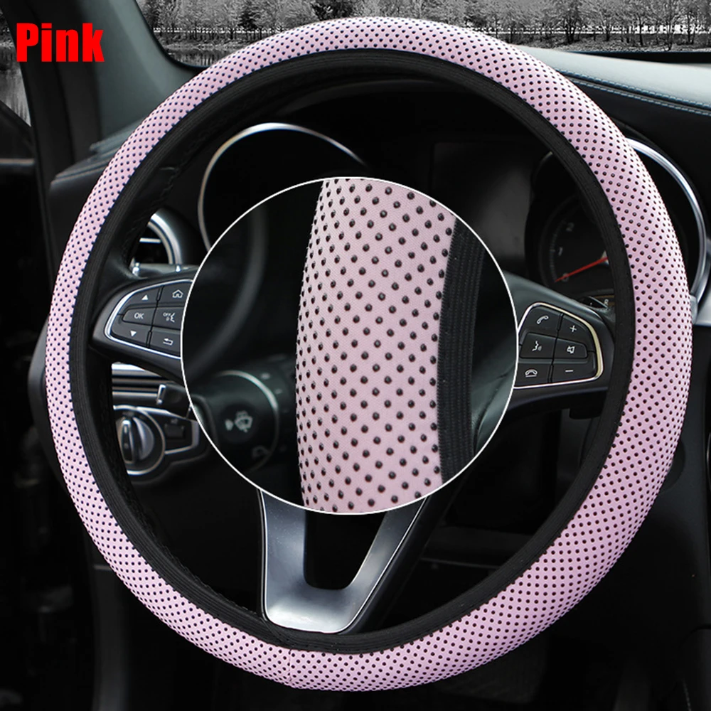 

1pc 38cm Universal Knitted Fabric Massage Particles Car Steering Wheel Covers Protector Anti-Slip Protective Case Interior Parts