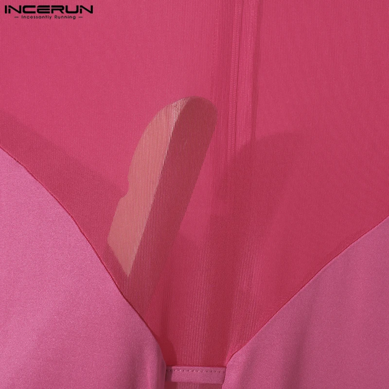 Men Bodysuits INCERUN Men Casual Hollow Design Simple Bodysuits Well Fitting Comfortable Homewear Long Sleeved Solid Living Clothes