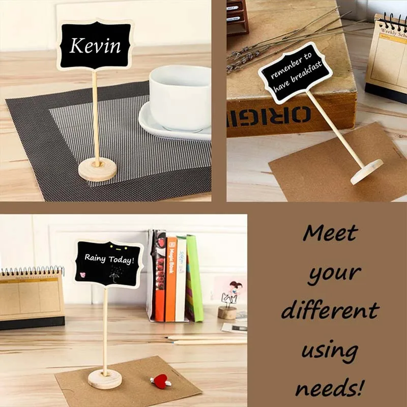 Mini Wooden Chalkboard Wedding Blackboards Message Sign Food Buffet Labels for Wedding Birthday Party Table Place Card 10Pcs place cards,mini chalkboard signs