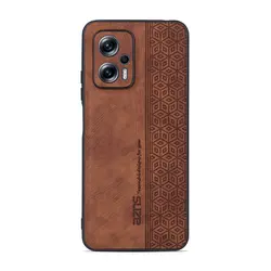 Ultrathin Cube Pattern Leather Case - Full Protection Shockproof Cover for Xiaomi 14T Pro (Brown)