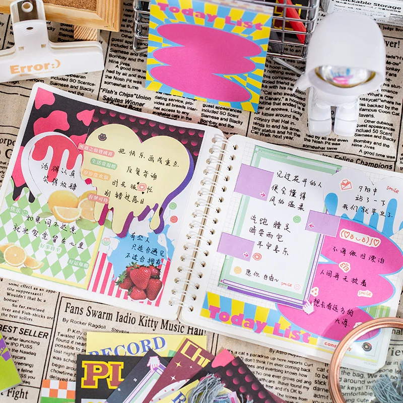 60 Sheets Ins Creative Stitching Color Pattern Memo Pad Student Diary DIY Notepad Planner Message Paper Korean School Stationery 4