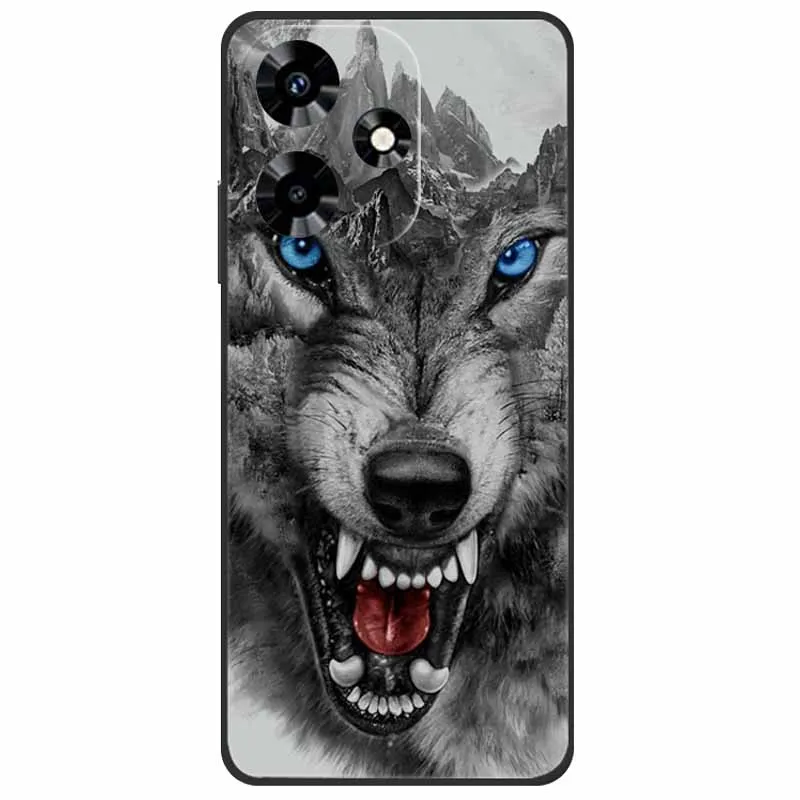 Silicone Wolf Lion TPU Soft Phone Case - Black
