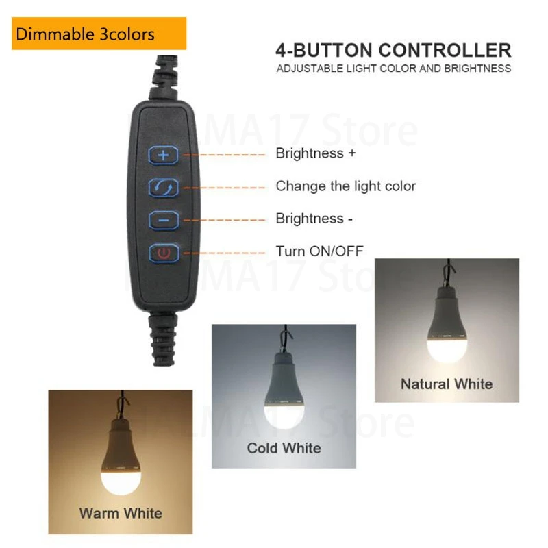 5V 3W 10W USB LED Bulb Lights Reading Night Lamps wall hanging Dimming adjustable for Camping Home Bulbs light Ball J17
