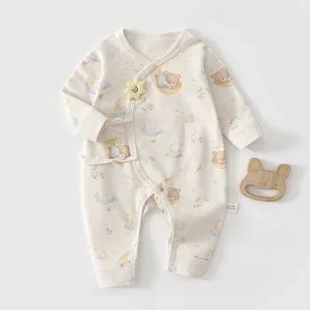 بدلة قفز لحديثي الولادة للربيع والخريف ملابس أطفال على شكل قمر كامل ملابس أطفال قطنية ملونة على شكل فراشة ملابس أطفال من الذكور والإناث