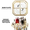 360 Degree Rotating Glass Makeup Organizer, Large Cosmetics Storage Display Holder with Gold Trim for Vanity, Clear Makeup 3