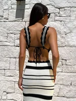 Tossy Knitwear 2 Piece-Set Striped Maxi Skirt Female Bustier Bandage And High Waist Long Skirt Sets Fashion Summer Women Outfits - Image 3