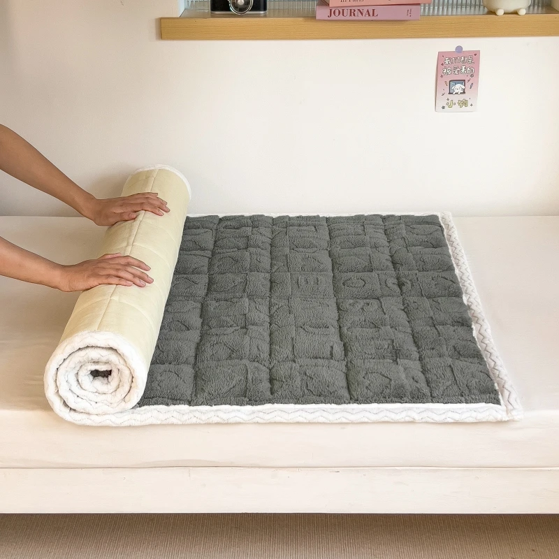 Tower Velvet Mattress Winter Fleece-Lined Milk Fiber Cushion Student Dormitory Single Double Coral Fleece Pad