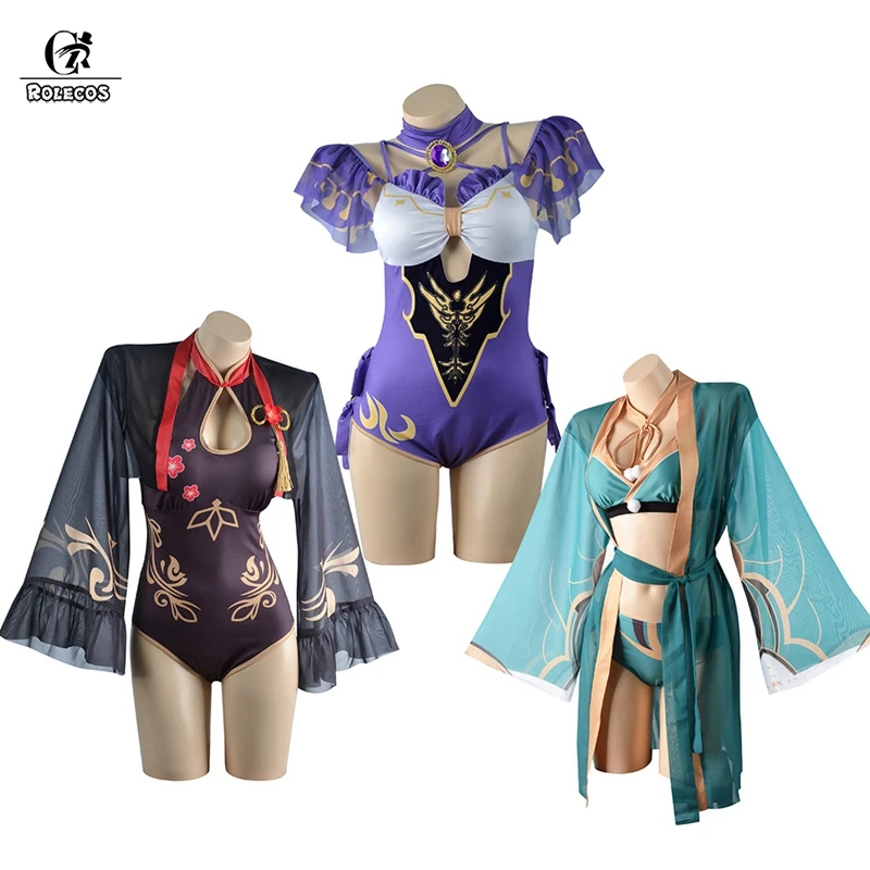 

ROLECOS Game Genshin Impact Swimsuit Hutao Lisa Miss Hina Cosplay Costume Sexy Women Swimwear Summertime Dress Outfit Halloween