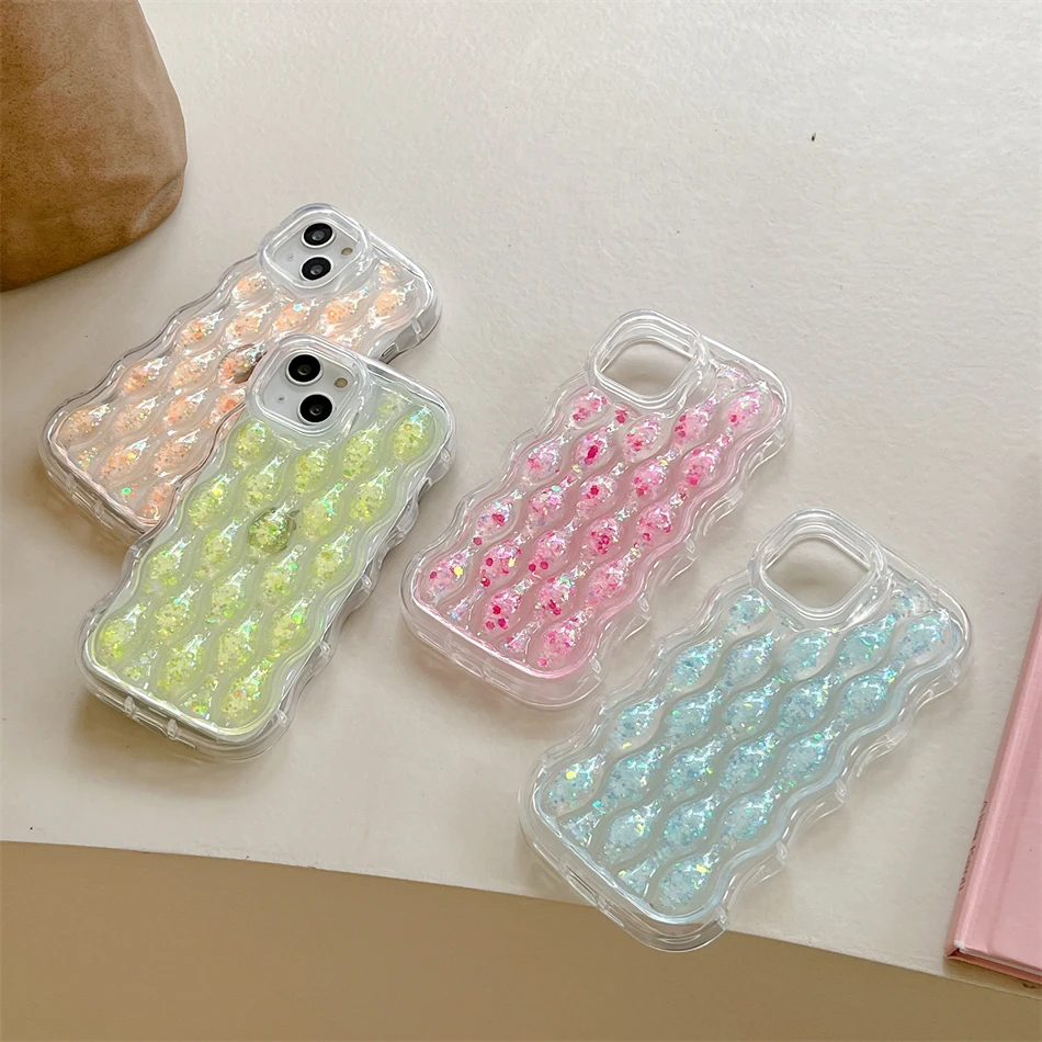 3D Cute Luxury Resin Fluorescent Green Powder Blue Glitter Phone Case