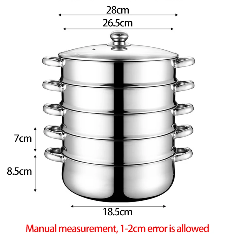 Food Steamer 3 Tier Stainless Vegetable Steamer Pot Three Layer