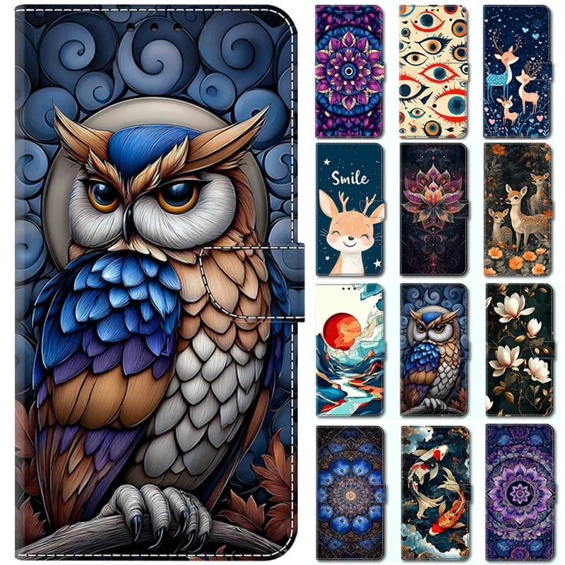 Cute Owl Wallet Leather Phone Case - Stylish Flip Cover
