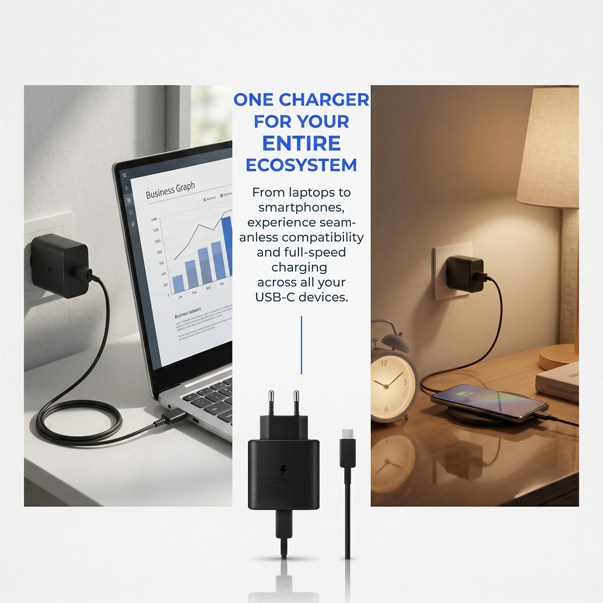 Super Fast 45W USB-C Charger with 1.8M Cable
