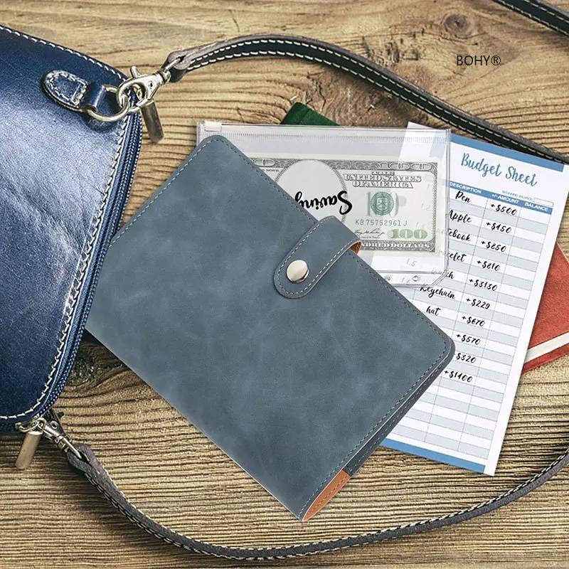 A6 Binder Classeur Budget PU Leather Planner Pockets Cash Envelope Organizer System Excluding transparent Zipper Pocket Notebook 6