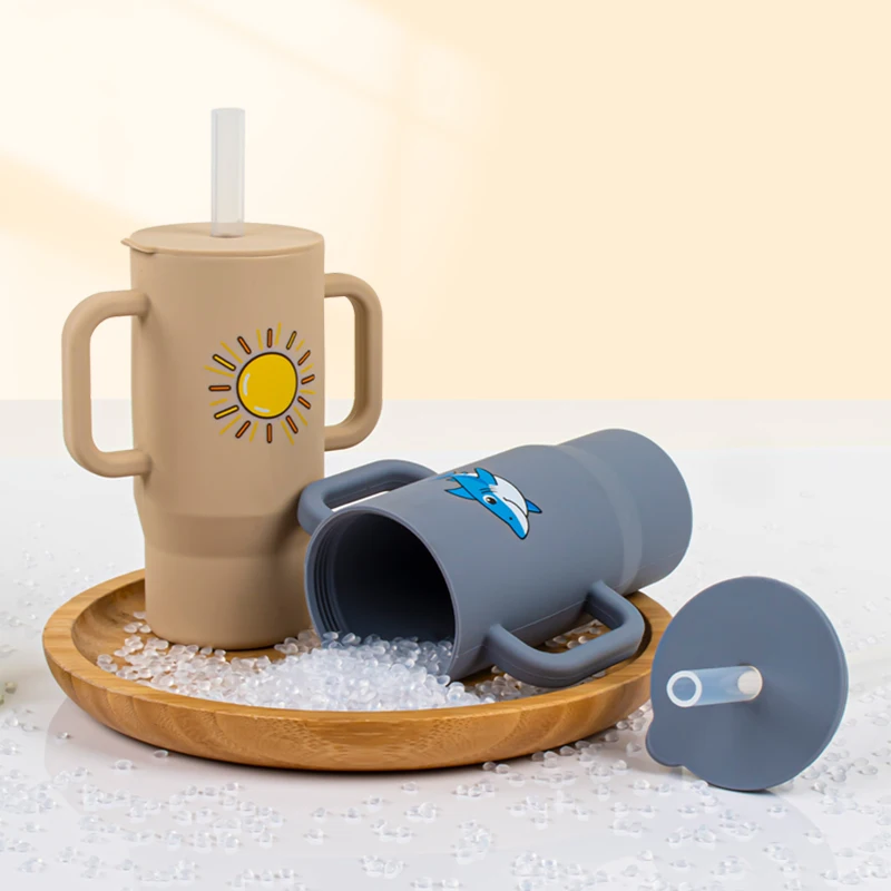 스탠리 학습용 컵, 식품등급 실리콘 직접 마시는 컵,  및 어린이용 낙하 방지 빨대컵, 물 마시는 법 배우기, 가정 훈련