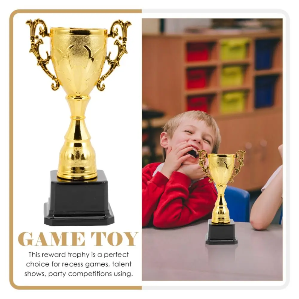 Plastic Trophy Toys Plastic Model Gold Trophy Awards School Rewarding Supply Competition Soccer Small Prize Cup Children's Craft Souvenirs