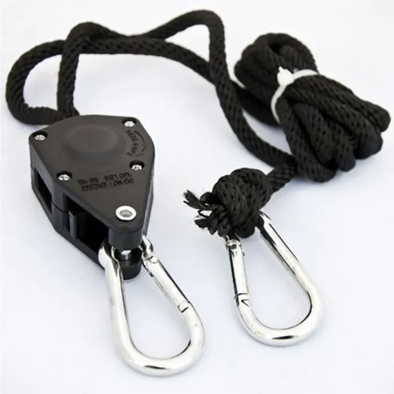 4pcs Adjustable 8inch Lanyard Hanging for Tent Fan Grow Plant Lamp Pulley Ropes Pulley Lifting Hook pulley ropes tent hooks