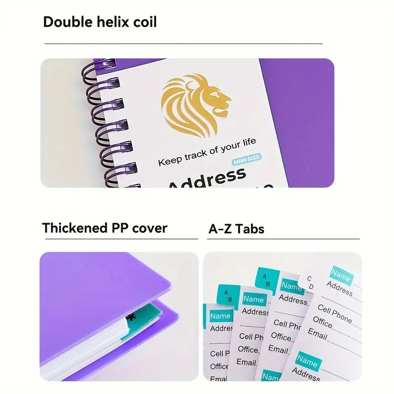 Telephone Address & Birthday Book with Tabs Notebook Purple Notepad Notebooks Writing Pads Office School Supplies
