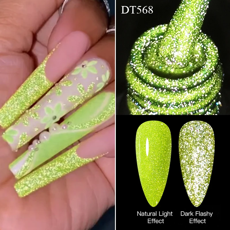 Vibrant Neon Gel Nail Polish Collection - Fluorescent Green, Red, and Yellow