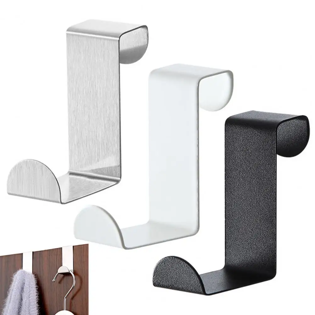 No-installation Door Hook Stainless Steel Hook Door Back Hooks for Strong Load-bearing Coat Towel Organization Cabinets Set of 4