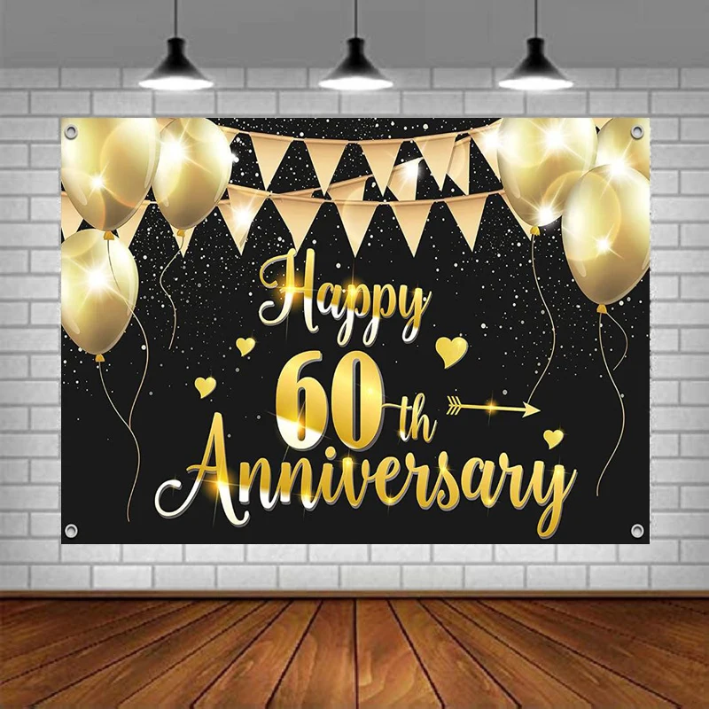 

Фон для фотосъемки 60th фотография фотосессия воздушный шар любовь декор для вечерние черный золотой