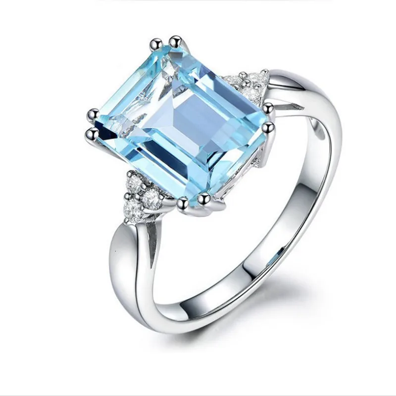 

Classic New Patois Ocean Blue Square Engagement Ring Women's Glamour Wedding Jewellery Christmas Gift Free Shipping