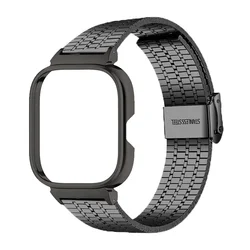 Stainless Steel Metal Strap Case Protector and Stylish Wristband Bracelet for Redmi Watch 5-4 (Black)