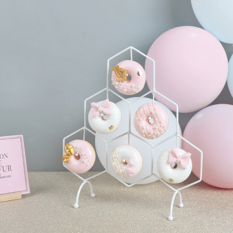 European Style Wedding Dessert Table Decorations Iron Art Donut Bread Display Rack Cake Shop Props