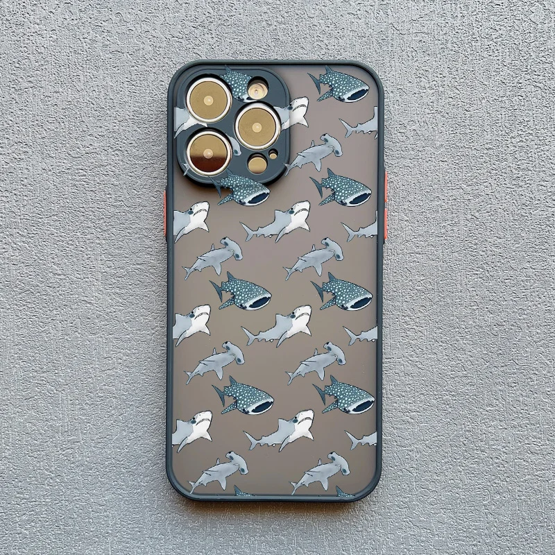 Sommerliche Meerestiere Hai Fisch Handyhülle für iPhone 13 12 Mini 11 Pro Max 17 16 15 14 Pro Max Plus XS X XR 16 Plus Rückseite – Detail 3