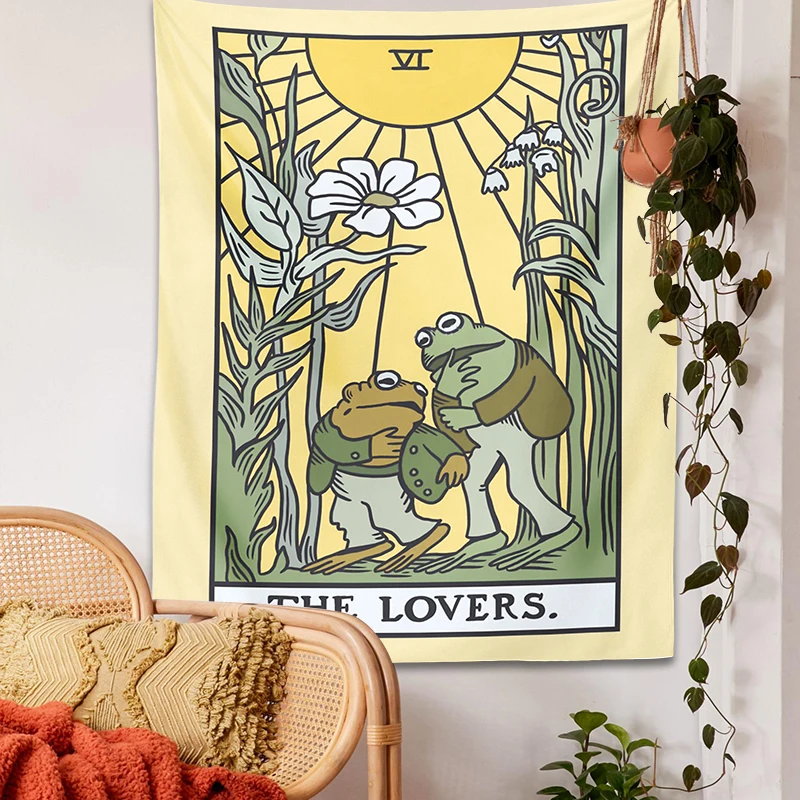 Psychedelic Frog Tarot Tapestry Wall Hanging