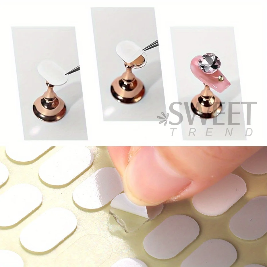 400 Tips Transparent Double-sided Adhesive Tape Traceless Nail Display Board Paste Practice Fixing Base Jelly Glue Manicure Tool